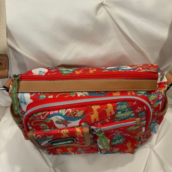 Eco Lily Bloom Red Christmas Holiday Icons Crossbody Purse Hard To Find Style - Picture 4 of 13